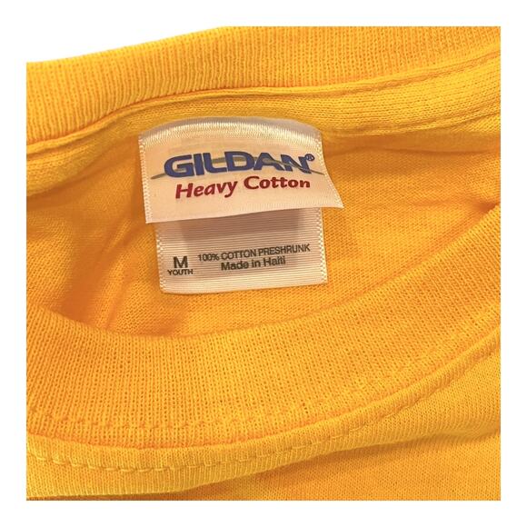 Gildan YMCA Twin Rivers T SHIRT Youth Boys Girls M 10/12 Play Sleep Retreat Gold - Picture 3 of 5